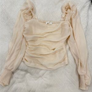 Astr Cream Ruched Blouse